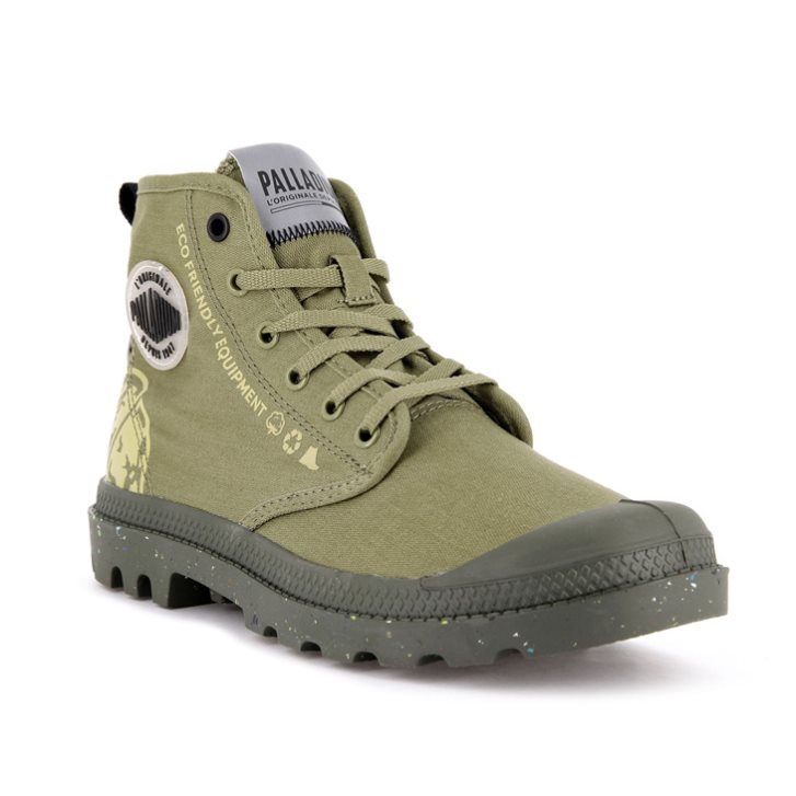 Palladium Pampa Organic Metro Women's Boots Olive | UK G365-ZPI